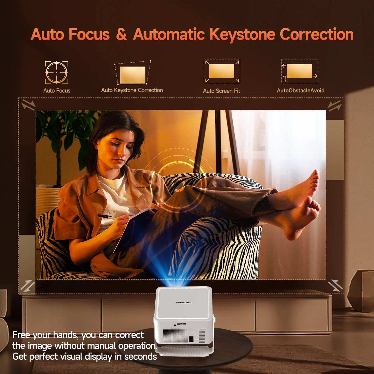 Magcubic HY450MAX 1100 Ansi LED Native 1080P Projector Android 14 Beam 8K Projectors Wifi6 Movie Home Theater Voice Control