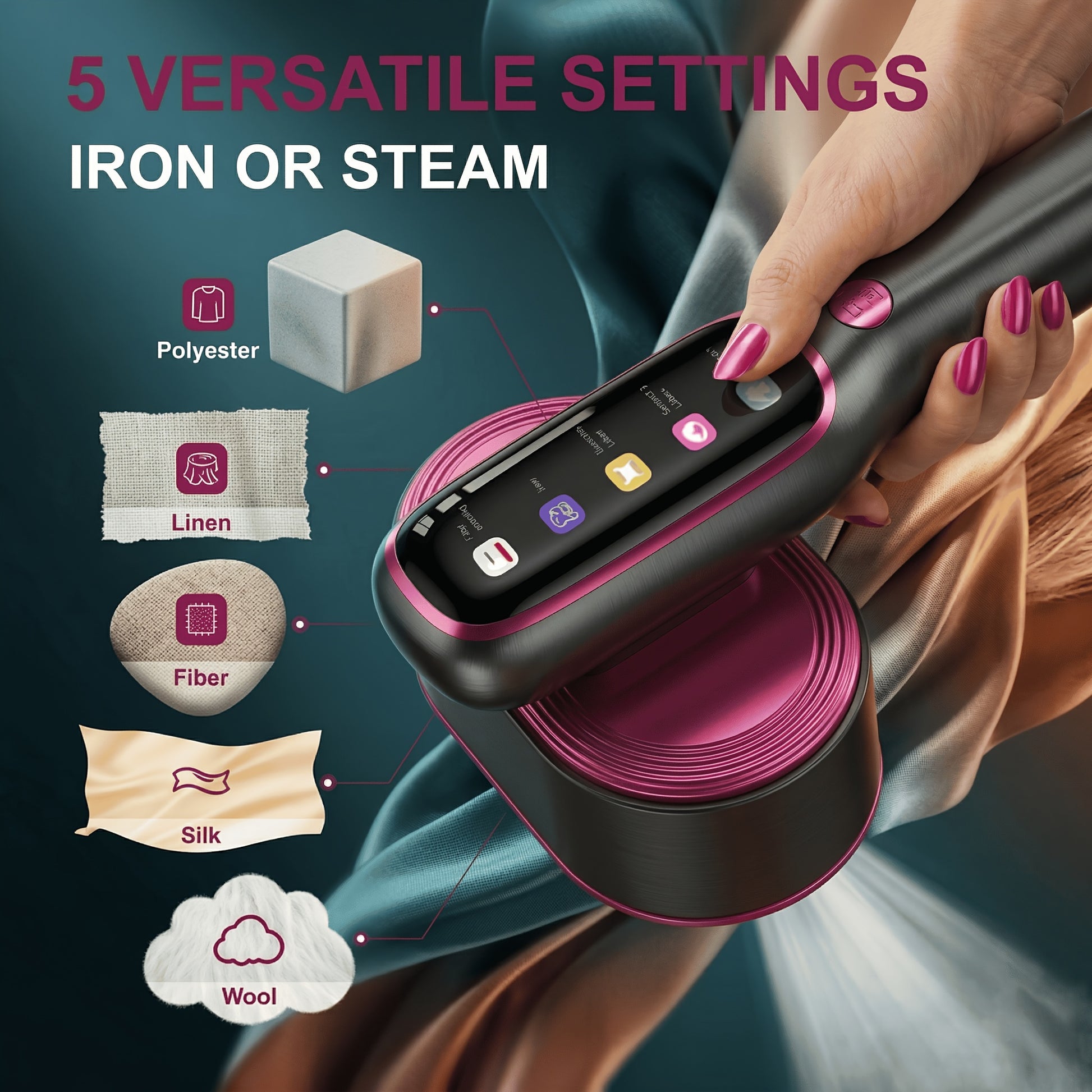 Portable Garment Steamer: 2-in-1 Mini Handheld Garment Steamer-Heats Up In 15 Seconds, 5-Level Steam Adjustment, Large Ceramic Plate. Dropshipman