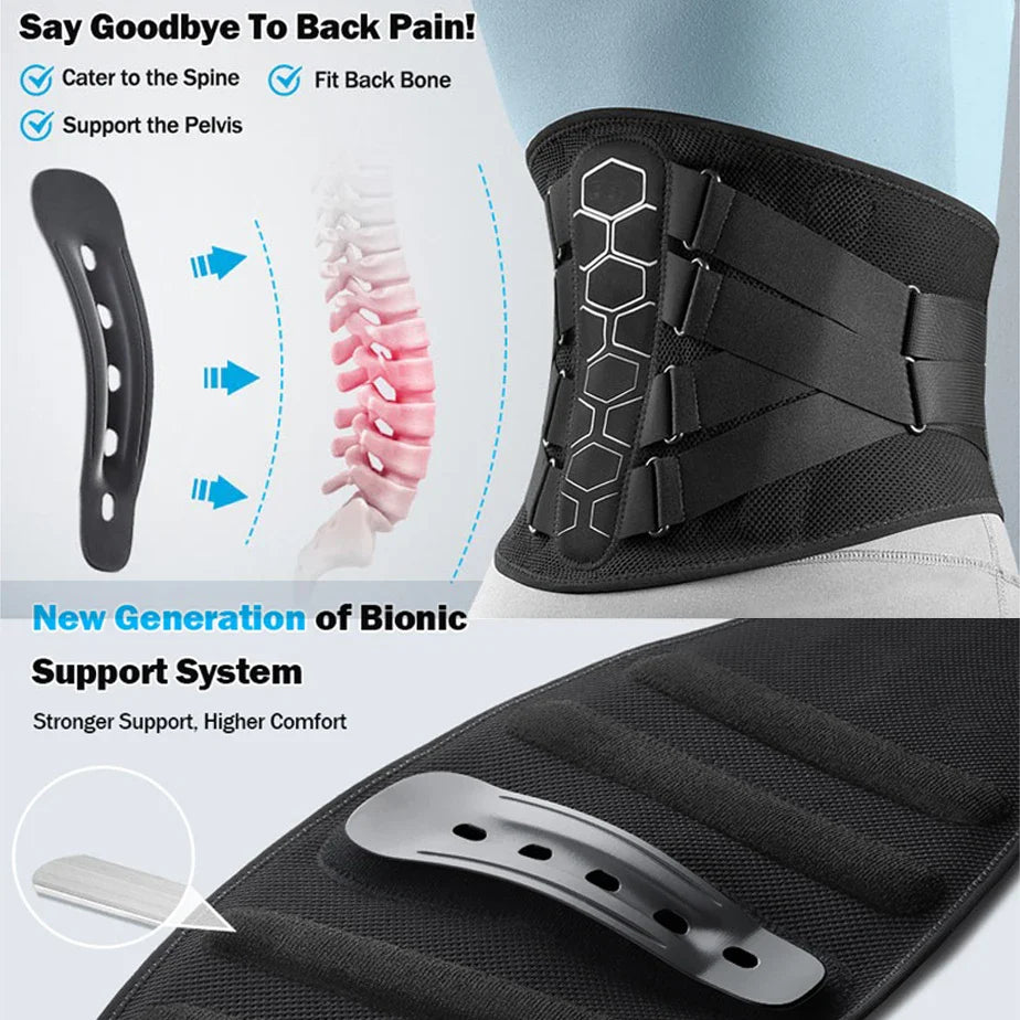 NNEOBA Back Brace for Lower Back Pain Relief with Pulley System Black, XL