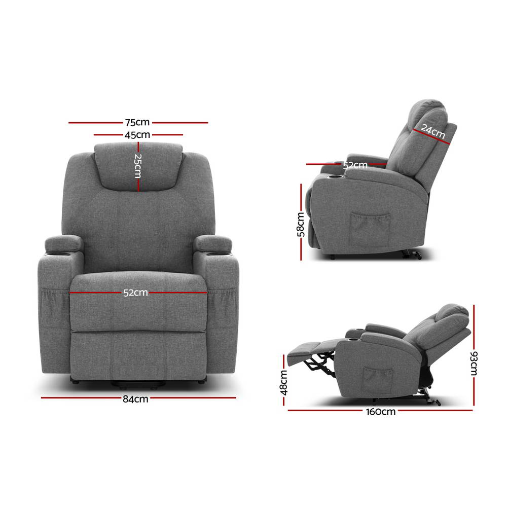 NNEDSZ Electric Massage Chair Recliner Sofa Lift Motor Armchair Heating Fabric