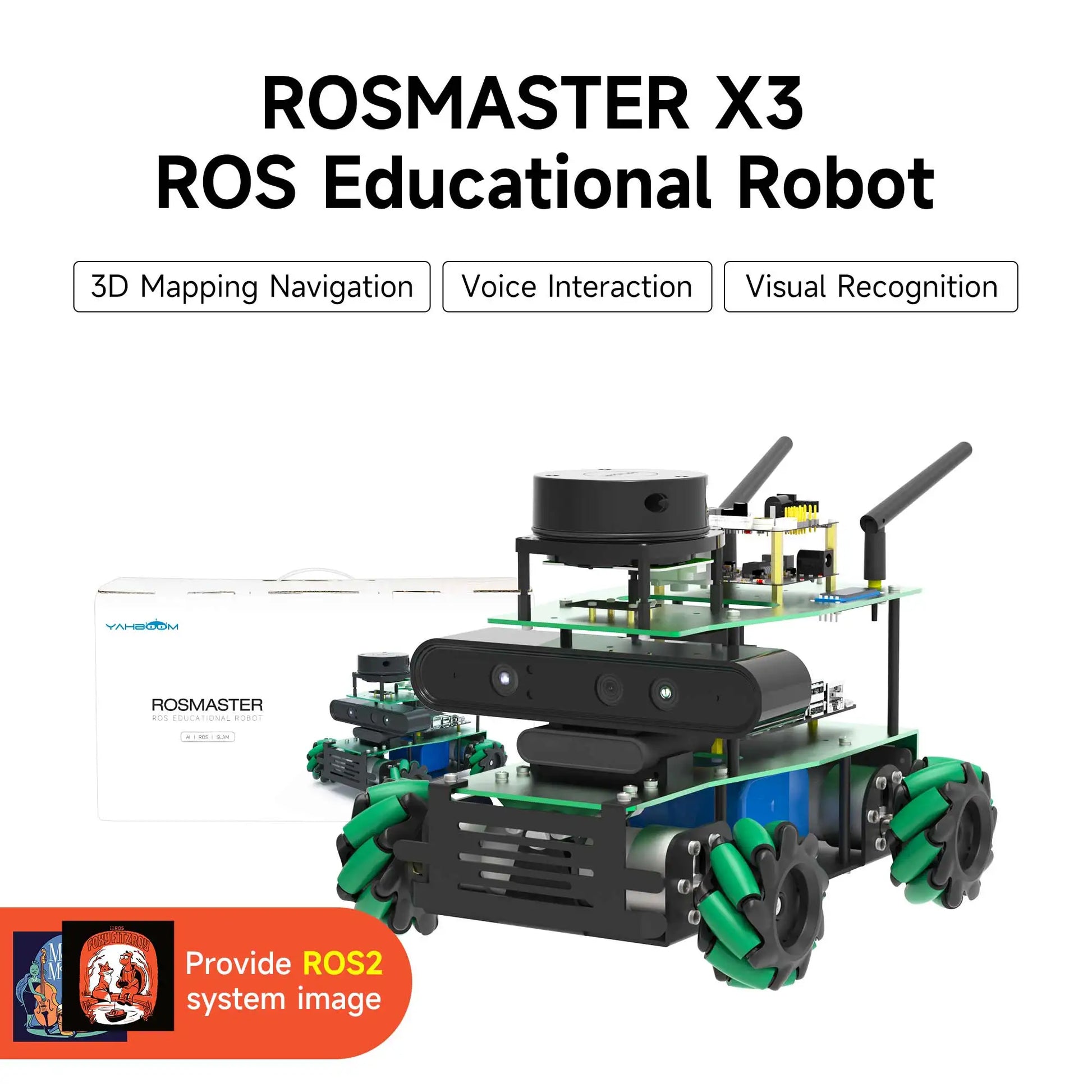 ROSMASTER X3 ROS2 Robot Smart Car DIY Electronic Learning Kit Python for Jetson NANO/Orin NX SUPER/Orin NANO SUPER/RaspberryPi 5 Dropshipman