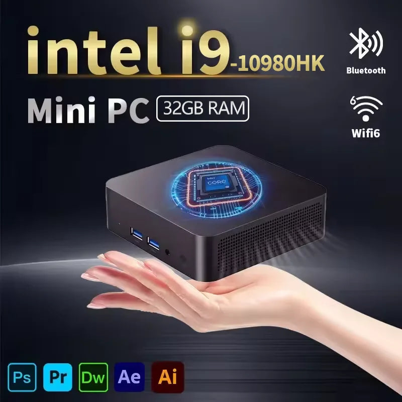 MINI Computer  Windows 11 Intel Core i9 10980HK 16GB 32GB RAM 1TB SSD WIFI 6 BT5.2 4K HD Mini Gaming office study Pc