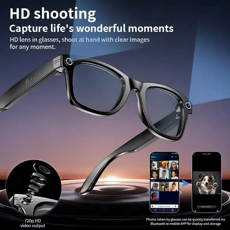AI Smart Glasses with 8MP Camera Video Recording 100+ Languages Translation Sunglasses Bluetooth Call Music Play Men Women 2025 Dropshipman