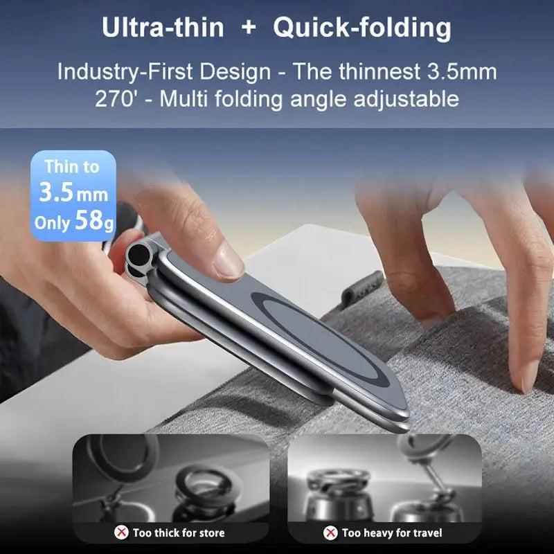 Dual Magnetic Phone Stand Holder Phone Holder Ultrathin Foldable Multi functional Car Phone Holder Adjustable Smartphone Stand