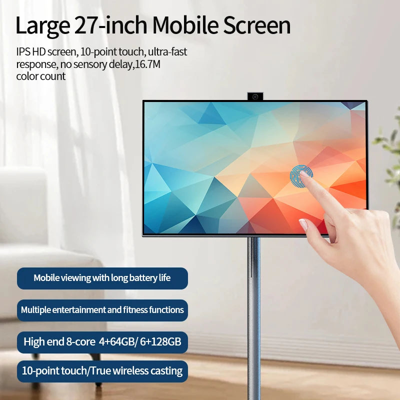 27 32 Inch Smart Home TV Movable Charging Digital Signage Portable Smart Screen Display Built-in Speaker Smart TV Monitor Dropshipman