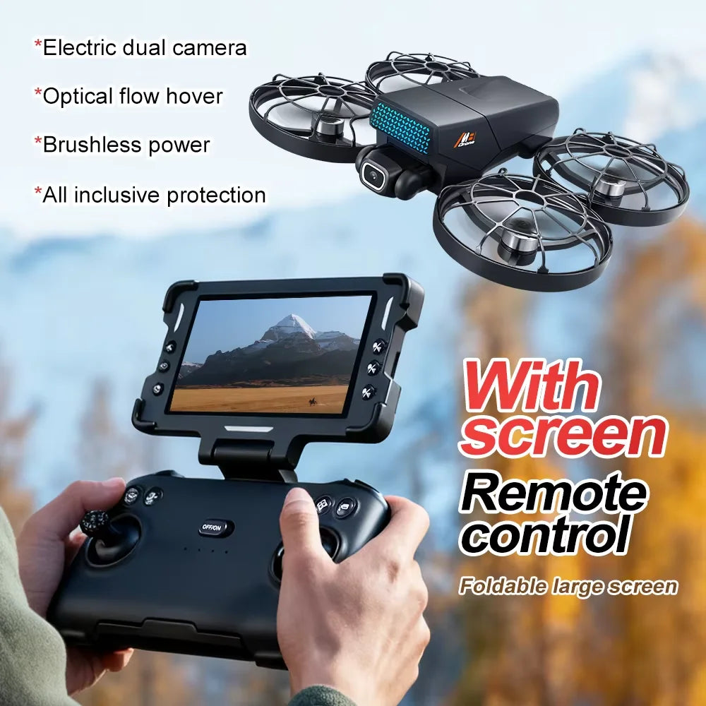NEW M8 Mini Camera Drone With Dual Cameras Foldable Design Fully Protective Cover 360 Roll LED Lights Brushless Motor Quadcopter Dropshipman