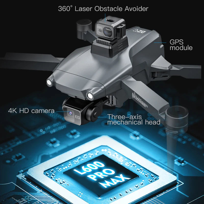 L600 PRO / PRO MAX Drone 4K Profesional Dual Camera 3-axis Gimbal Brushless Obstacle Avoidance WiFi FPV Dron RC Quadcopter Toys Dropshipman