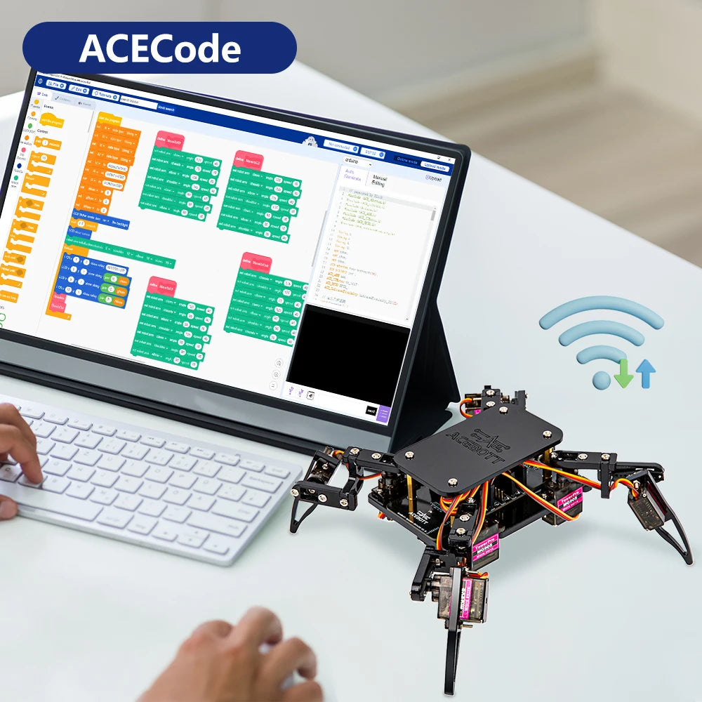 ACEBOTT ESP8266 Bionic Quadruped Spider Robot Kit App Remote Control Walking Crawling STEM Robotics Project for Arduino ESP32 Dropshipman