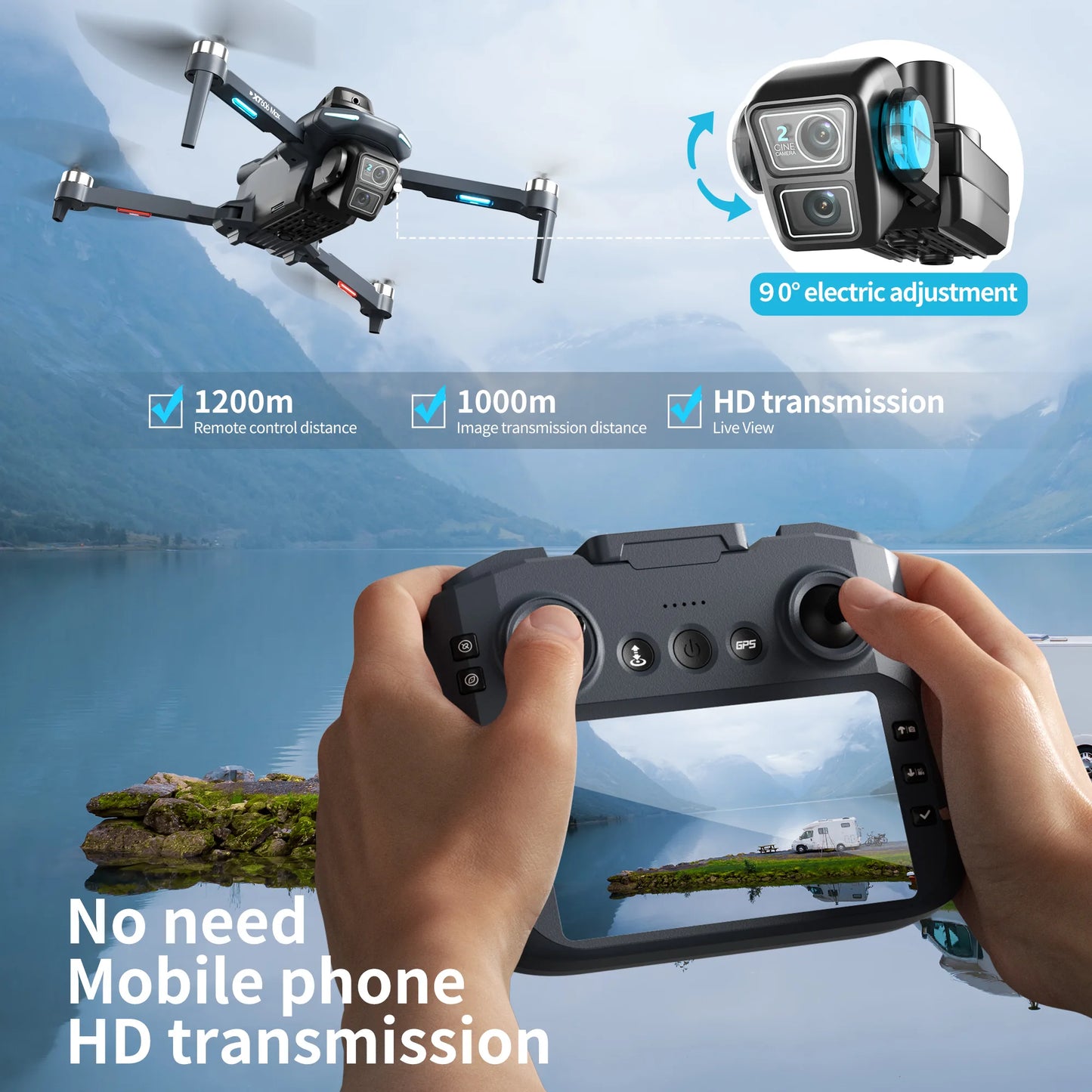 2026 HOT XT606 Drone GPS 8K Professional HD 360° Dual Cameras 5G WIFI FPV Brushless Motor Obstacle Avoidance Foldable Quadcopter Dropshipman