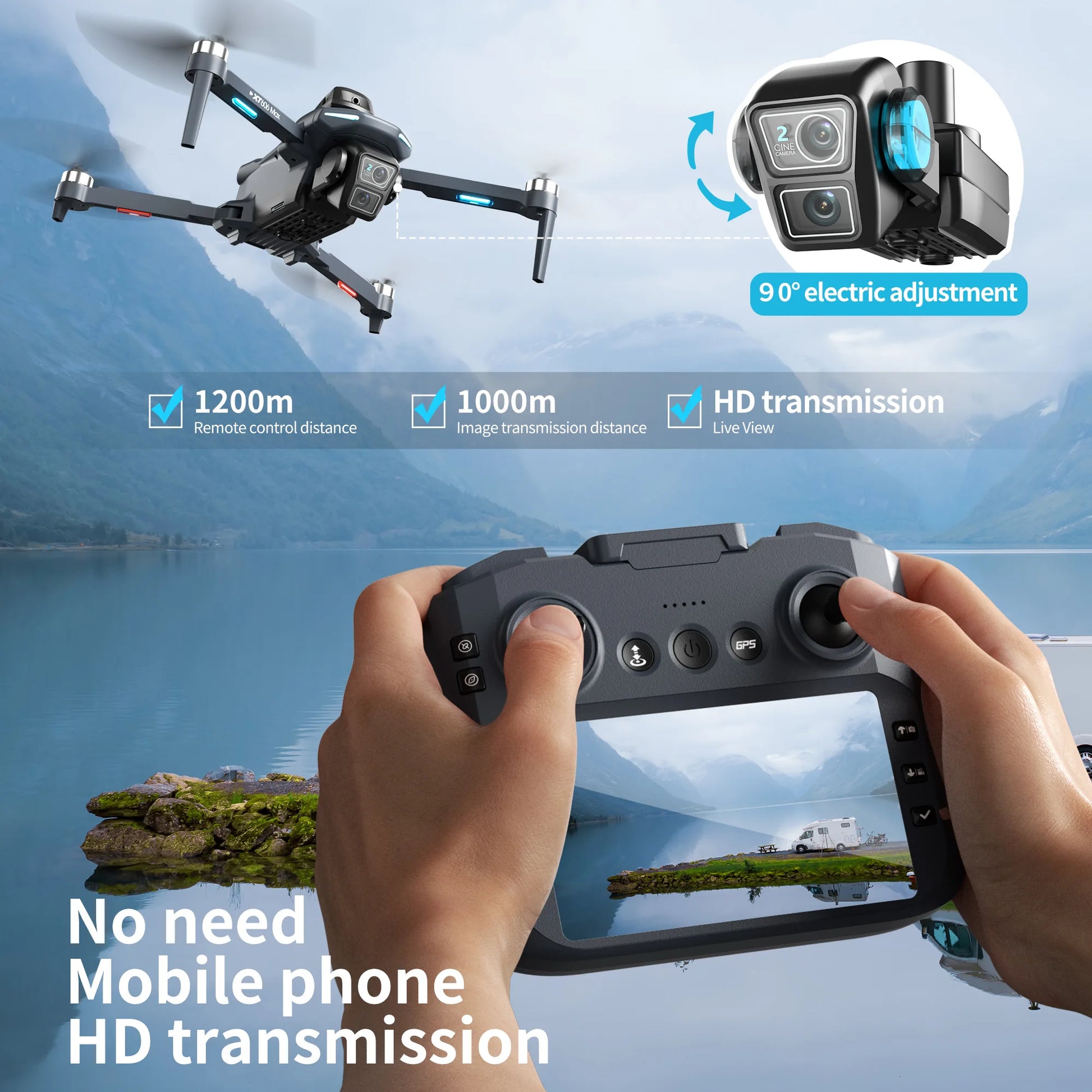 2026 HOT XT606 Drone GPS 8K Professional HD 360° Dual Cameras 5G WIFI FPV Brushless Motor Obstacle Avoidance Foldable Quadcopter Dropshipman