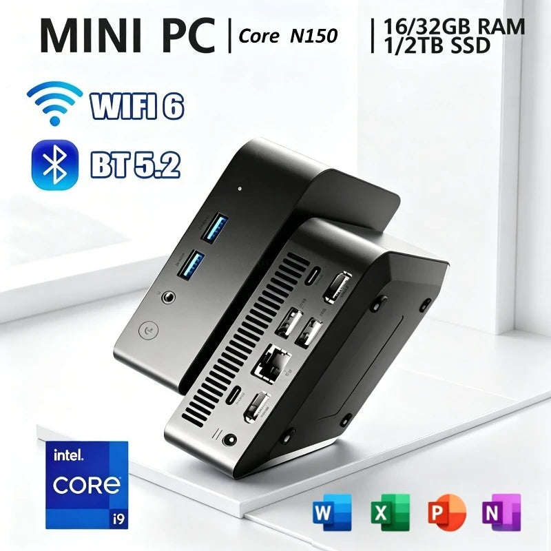 Intel Core N150 Windows 11 Pro Portable Pc Computer 32GB RAM 1/2TB SSD WIFI 6 BT5.2 4K 60Hz HD Mini Gaming Office Study Pc