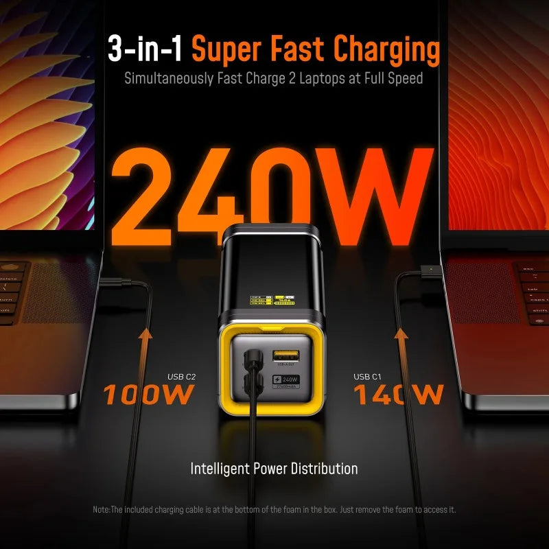 Power Bank 27600mAh 240W PD3.1 Digital Display Bidirectional Fast Charger External Battery for IPhone Xiaomi Laptop Mobile Phone