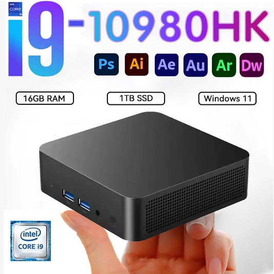 2026 Mini PC Intel Core i9 10980HK Computer Windows 11 16GB 32GB 1TB 2TB 4K Gaming Computer WiFi6 USB Portable Mini Desktop PC