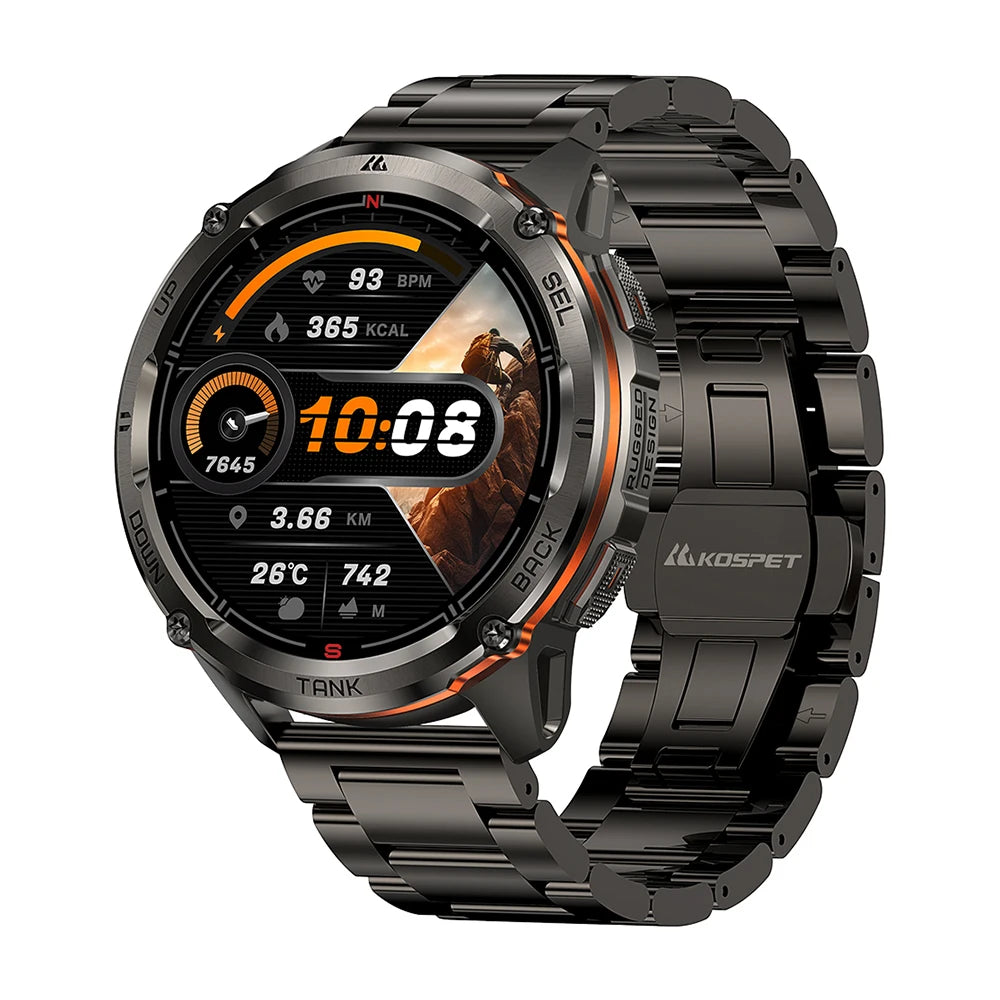 KOSPET TANK T3 Ultra 2 GPS Smart Watch Men Compass Altimeter Barometric 5ATM IP69K Waterproof  60 Days Battery Bluetooth Call