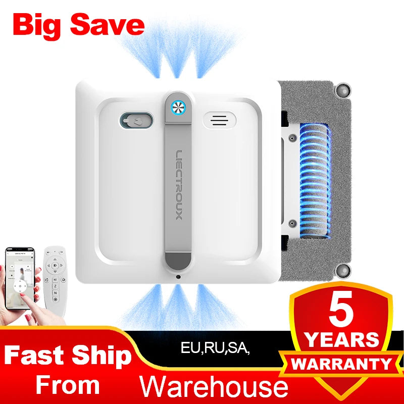 2026 Robot Window Vacuum Cleaner Liectroux S9,2 roller brusher,6-way water spray,10000PA Suction,Home Wall Glass Cleaning Robot