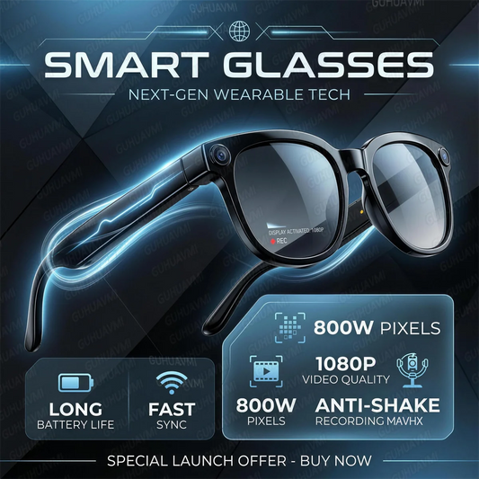 Smart AI Glasses 1080P HD Camera Video Recorder Bluetooth 5.4 Wireless Audio Headphones IP65 Waterproof Sport Men Women Eyewear