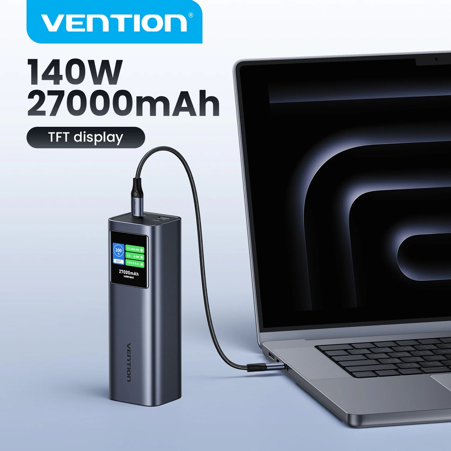 Vention 140W Power Bank 27000mAh PD3.1 Fast Charging for iPhone 17 16 Samsung S25 S24 Portable Powerbank for Laptops Macbook Pro