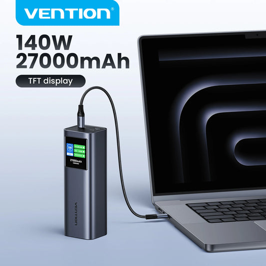 Vention 140W Power Bank 27000mAh PD3.1 Fast Charging for iPhone 17 16 Samsung S25 S24 Portable Powerbank for Laptops Macbook Pro