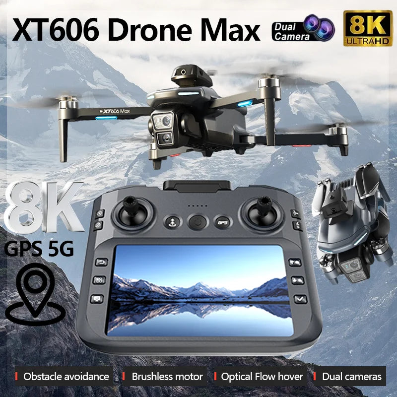 2026 HOT XT606 Drone GPS 8K Professional HD 360° Dual Cameras 5G WIFI FPV Brushless Motor Obstacle Avoidance Foldable Quadcopter Dropshipman
