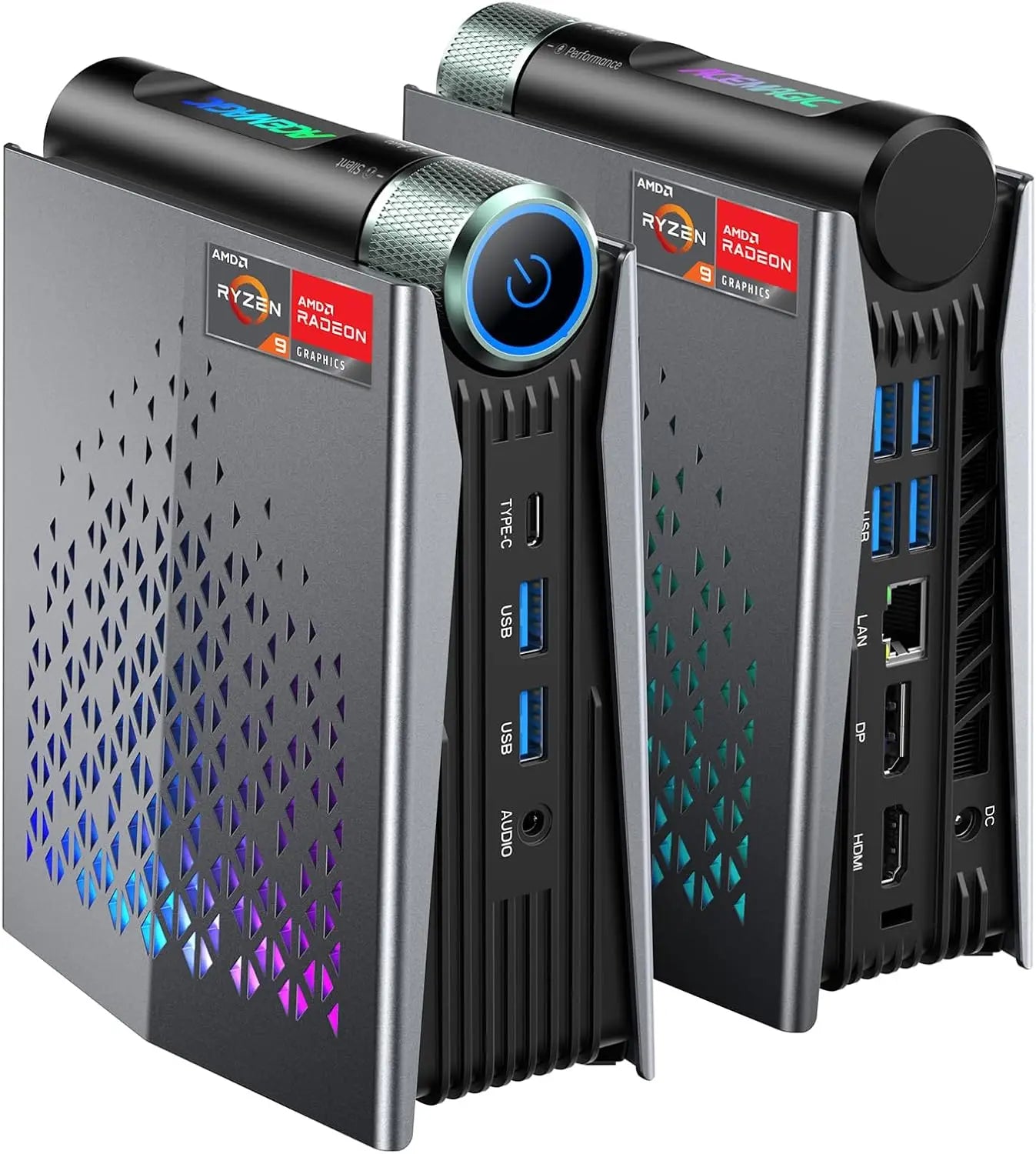 ACEMAGIC MINI PC AMD Ryzen 7 H255 Processor 16GB 512GB SSD Windows 11 Pro MINI Computer WiFi 6E BT5.2 With RGB Light 4K Triple