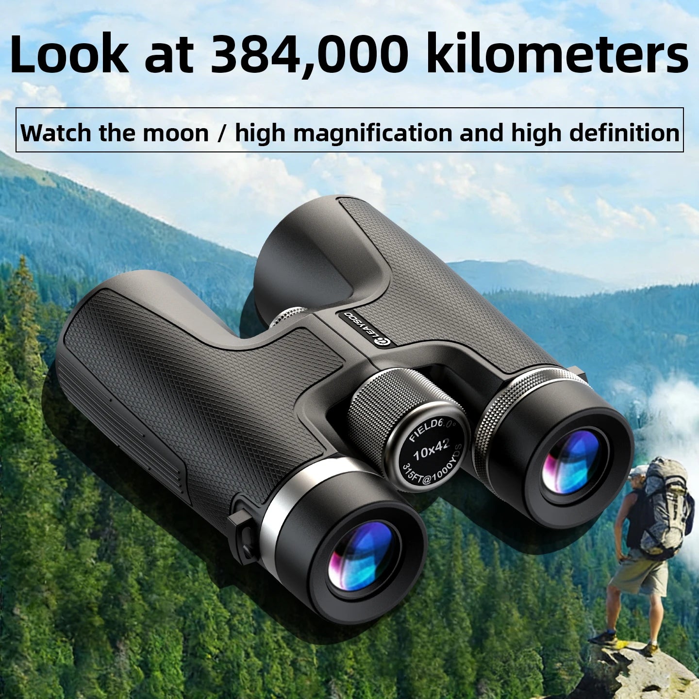 Leaysoo 10X42 binoculars high quality telescope profesional phone camping equipment hunting long range outdoor adult hiking