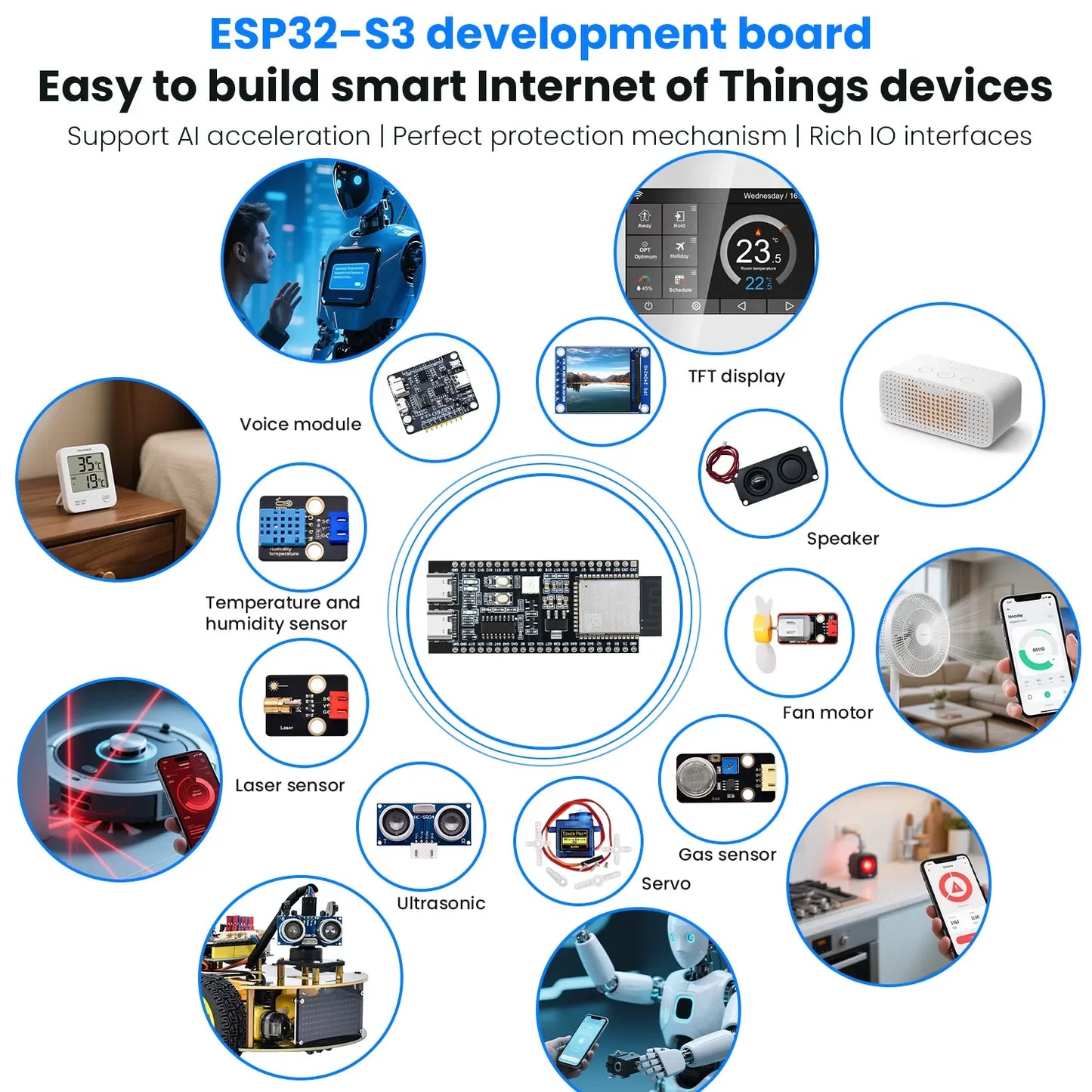 Keyes ESP32 S3 Al Chatbot Breadboard DIY Electronic Kit with OLED Display Screen Al Voice Assistant Starter Kit for Deepseek Dropshipman
