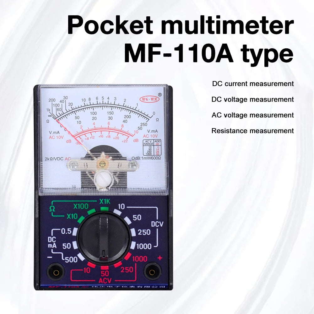 MF-110A Pocket Analog Multimeter Mini Portable Pointer Multimeter Student Household Handheld AC DC Voltage Current Ohm Tester Dropshipman