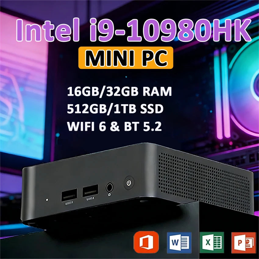 2026 New Mini PC Computer Windows 11 intel Core i9 10980HK 16GB RAM 512GB SSD BT5.2 4K HD Wifi6 Mini PC Desktop Mini Computer