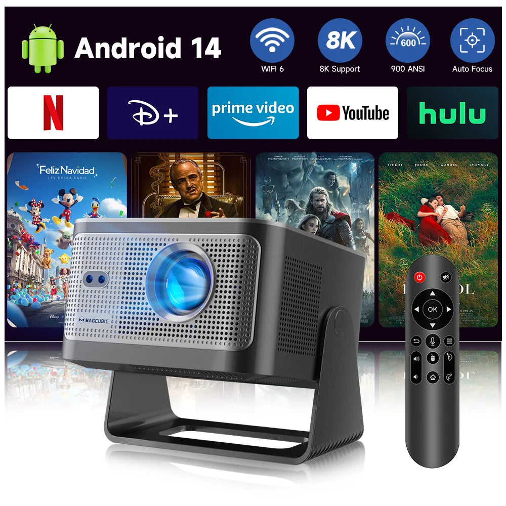 Magcubic HY350Max With Voice Remote Control 900ANSI Projector Auto Focus Native 1080P 8K Wifi6 BT5.4 2+16G for Movie Outdoor