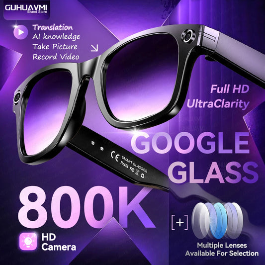 AI Smart Glasses with 8MP Camera Video Recording 100+ Languages Translation Sunglasses Bluetooth Call Music Play Men Women 2025 Dropshipman