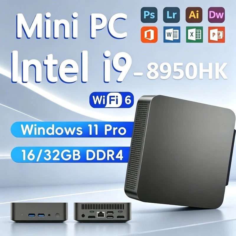2026 New PC Windows 11 Pro MINI Core i9  8950HK 128GB RAM 1TB 2TB SSD WIFI 6 BT5.2 4K HD Mini Gaming Office Study Pc