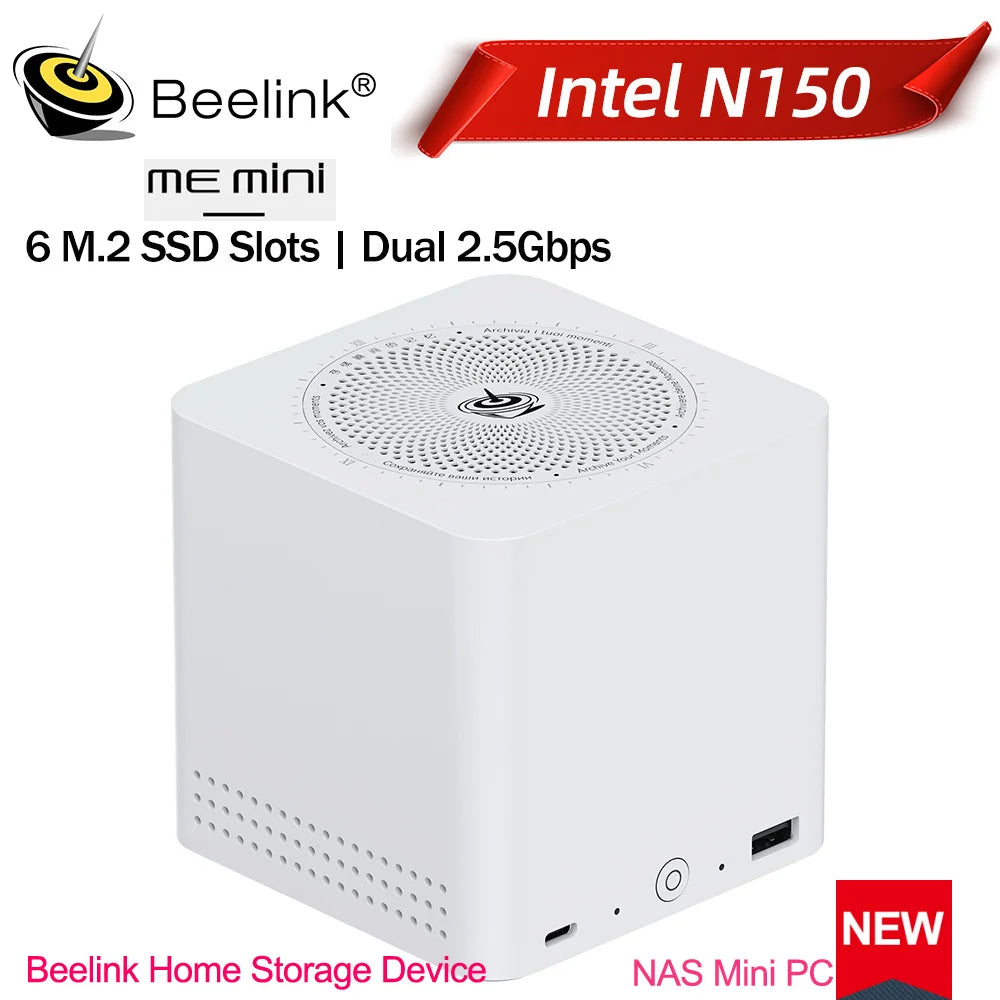 Beelink ME Mini/ Pro NAS Home Storage Intel Twin Lake N150 N95 LPDDR5 4800MHz Windows 11 SSD WiFi6 2.5Lan Mini PC Desk Computer