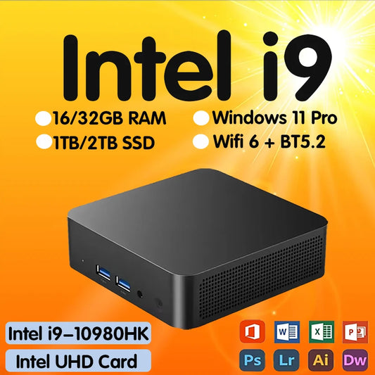 Mini PC Intel Core i9-10980HK Windows 11 Pro 16/32GB DDR4 1TB 2TB M.2 SSD Gamer Pc 4K HD Dual WIFI 6 BT5.2 Desktop Mini Computer