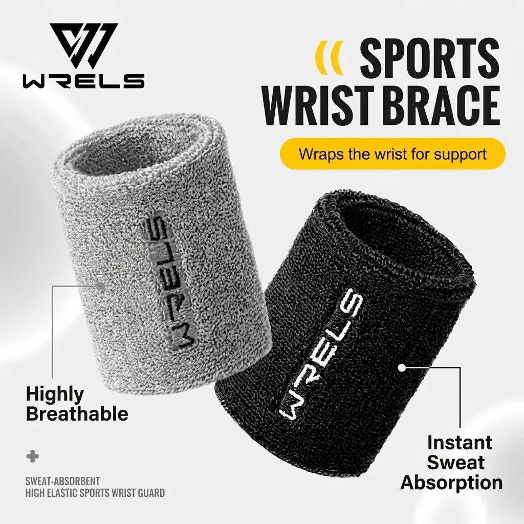 WRELS Wristband Sweatband Absorbent Thick Terry Cloth Gym Fitness Basketball Tennis Yoga Weightlifting Running Sport Wrist Band