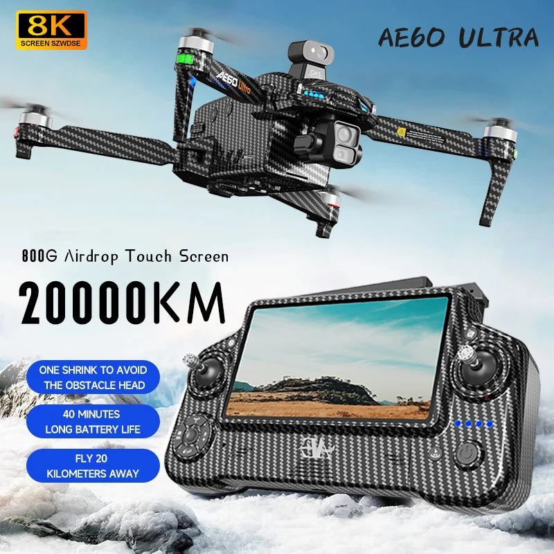 AE60 Ultra Drone 4K Camera Drone with 3-Axis Gimbal 5G GPS 360 ° Obstacle Avoidance Foldable Quadcopter 20KM Security Drone UVA Dropshipman