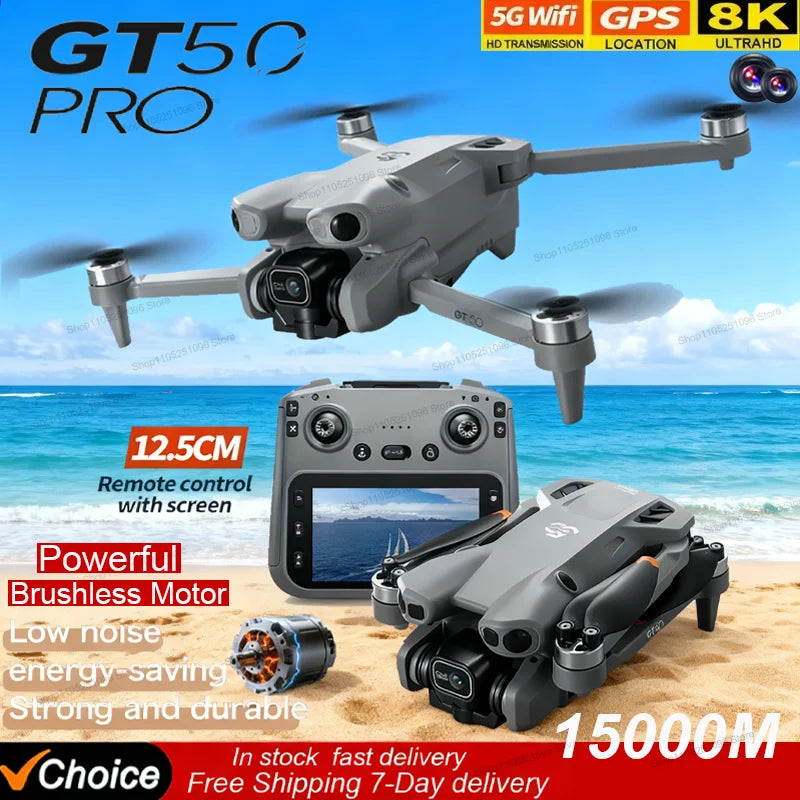 2026 NEW Original GT50 PRO RC Drone 8K HD Dual Cameras WiFi GPS 20mins Flight Aerial Photography Quadcopter Remote Control Toys Dropshipman