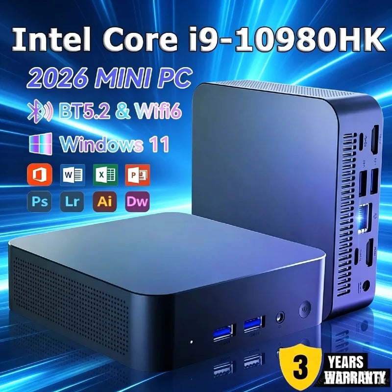 Intel i9-10980HK Strong Performance Mini PC 32GB Large RAM 1TB Fast SSD Win11 Pro 4K Gaming Office Household Computer