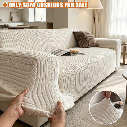 [Washable Sofa Cover] 1pc Of Striped Sofa Cover - Washable, Elastic, Scratch-resistant, And Anti-slip Protective Pad for Sofas In All Seasons, Made Of White Textured Fabric with A Sawtooth Pattern, Suitable for Living Room Decoration And Furniture Protec Dropshipman